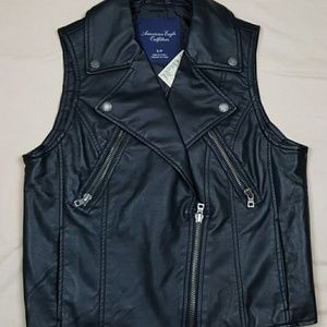 American Eagle Lined Faux Leather Vest